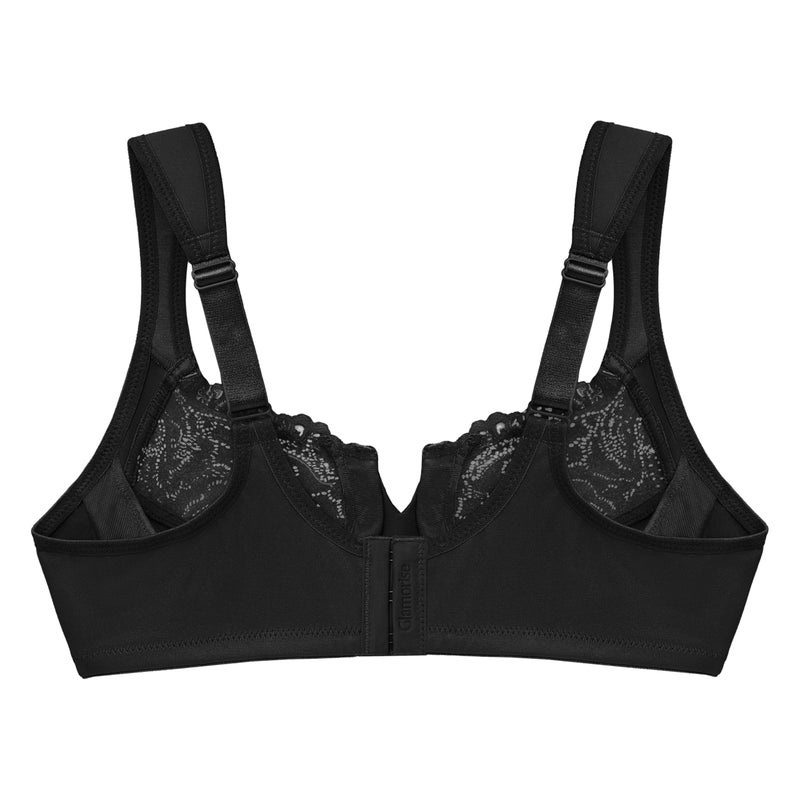 Glamorise Full Figure Plus Size Low Cut Wonderwire Lace Bra Underwire #1240 Black - Image 4
